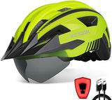 VICTGOAL Bike Helmet with USB Rechargeable Rear Light Detachable Magnetic Goggles Removable Sun Visor Mountain & Road Bicycle Helmets for Men Women Adult Cycling Helmets