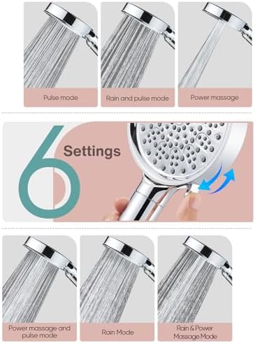 Cobbe Filtered Shower Head with Handheld, High Pressure 6 Spray Mode Showerhead with Filters, Water Softener Filters Beads for Hard Water - Remove Chlorine - Reduces Dry Itchy Skin, Chrome