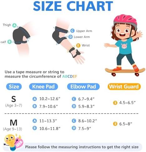 BOSONER Kids/Youth Knee Pad Elbow Pads Guards Protective Gear Set for Roller Skates Cycling BMX Bike Skateboard Inline Skatings Scooter Riding Sports