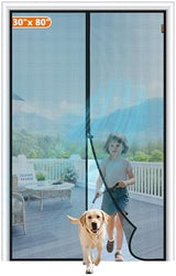 MAGZO Magnetic Screen Door Fit Door Size 30 x 80 Inch, Screen Size 32" x 81" Sturdy Magnet Middle Opening Screen Mesh