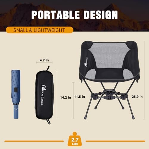 MOON LENCE Portable Camping Chair Backpacking Chair - The 4th Generation Ultralight Folding Chair - Compact, Lightweight Foldable Chairs for Hiking Mountaineering, Beach