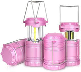 4-Pack LED Pink Camping Lanterns, Portable Camping Lights, Outdoor Handled Lamps, Essential Emergency Lights for Power Outages, Hiking, Hurricane