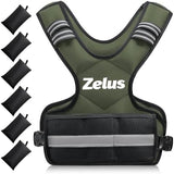 ZELUS Weighted Vest for Men and Women | 4-10lb/11-20lb/20-32lb Vest with 6 Ironsand Weights for Home Workouts | Adjustable Body Weight Vest Exercise Set for Cardio and Strength Training