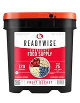 READYWISE - Emergency Food Supply, Fruit Bucket, 120 Servings, MRE, Premade, Freeze Dried Survival Food for Hiking, Adventure & Camping Essentials, Individually Packaged, 20 Year Shelf Life