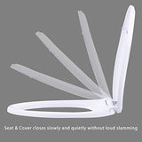 Hibbent Premium Elongated Toilet Seat with Cover Quiet Close, One-Click to Quick Release, Easy Installation Non-Slip Seat Bumpers, Slow Close Toilet Seat and Cover, Easy Cleaning-White Color