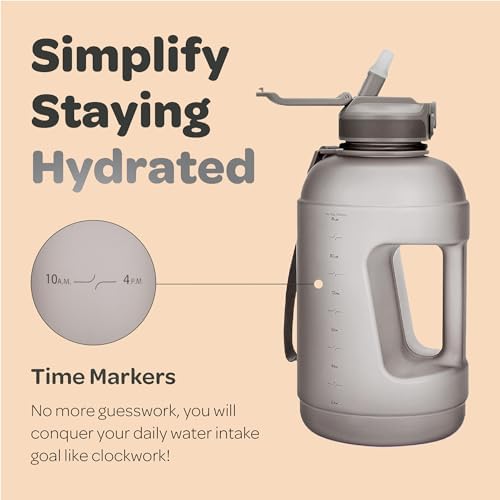 Hydracy Water Bottle with Time Marker -Large BPA Free Water Bottle & No Sweat Sleeve -Leak Proof Gym Bottle with Fruit Infuser Strainer & Times to Drink -Ideal for Fitness Sports & Outdoors
