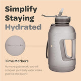 Hydracy Water Bottle with Time Marker -Large BPA Free Water Bottle & No Sweat Sleeve -Leak Proof Gym Bottle with Fruit Infuser Strainer & Times to Drink -Ideal for Fitness Sports & Outdoors