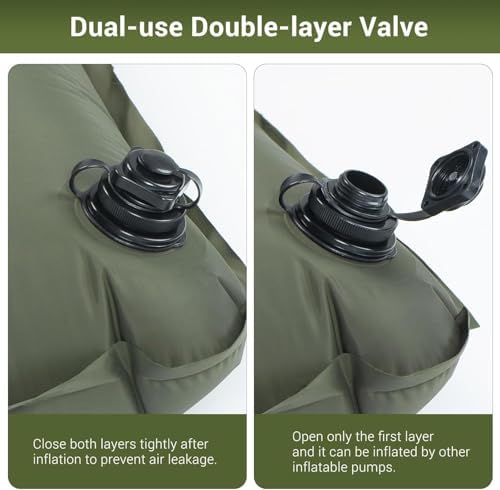Elegear Double Sleeping Pad for Camping, 4" Ultra-Thick Self Inflating Camping Pad 2 Person with Pillow Built-in Foot Pump, Portable Camping Sleeping Mat for Backpacking, Hiking, Tent(Army Green Full)