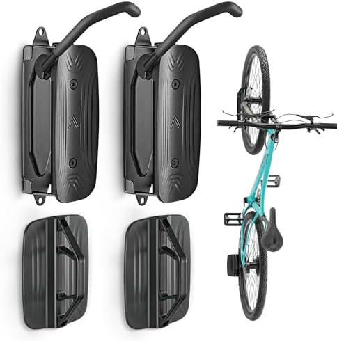 MONTEK Swivel Bike Wall Mount, Bike Hangers for Garage, Wall Mount Bike Rack, Space Saving Wall Bike Rack, Vertical Bike Rack Holds up to 66lbs,2 Pack