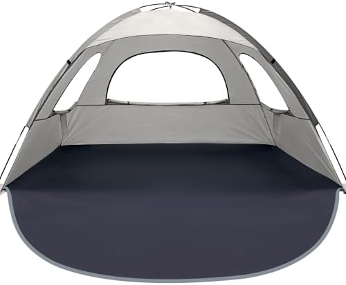 WhiteFang Beach Tent Anti-UV Portable Sun Shade Shelter for 3/4/6/8 Person, Extendable Floor with 3 Ventilating Mesh Windows Plus Carrying Bag, Stakes and Guy Lines