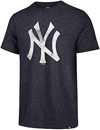 47 MLB Men's Team Color Distressed Imprint Primary Logo Wordmark Short Sleeve Baseball T-Shirt