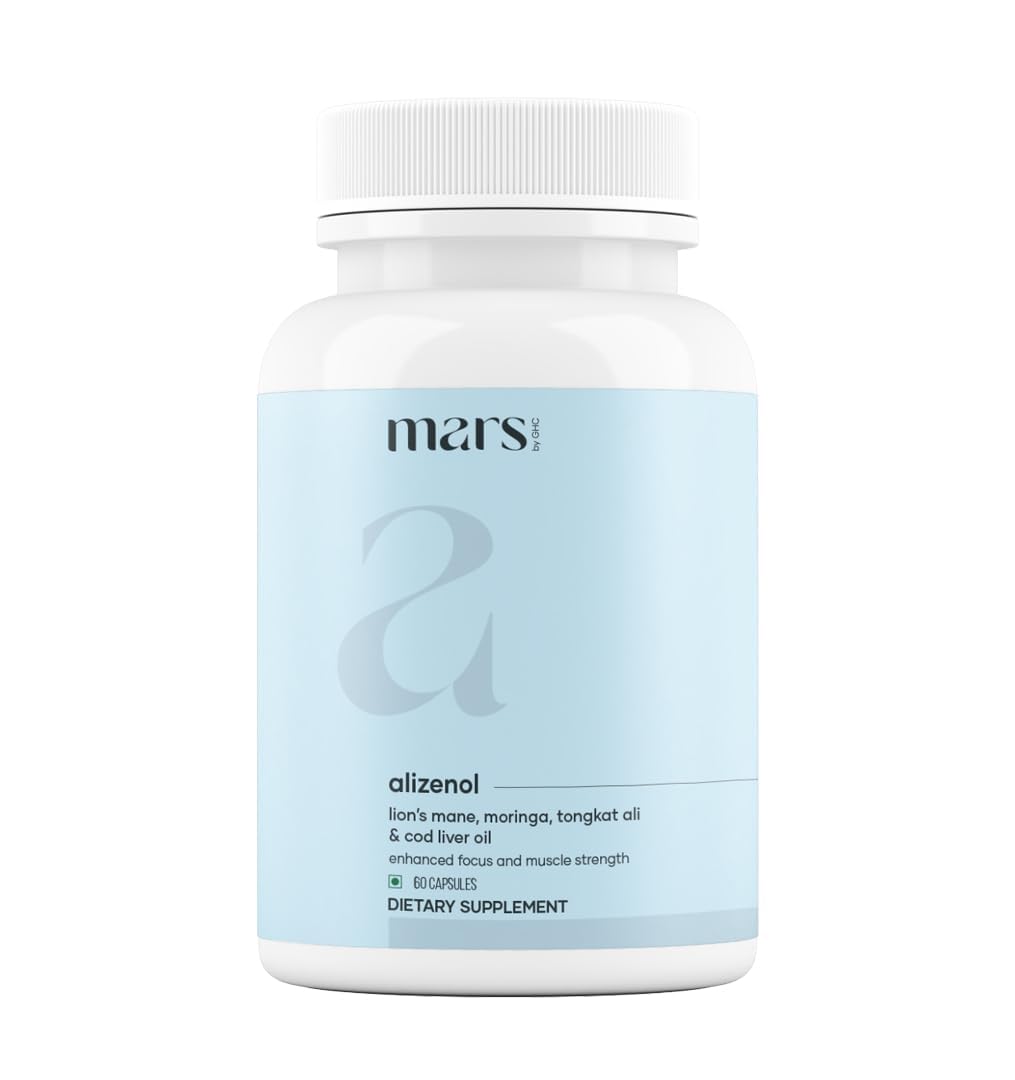 Mars Cognitive Support & Muscle Wellness Alizenol Capsules | Supports Focus, Clarity & Recovery | 60 Capsules - Pack of 1