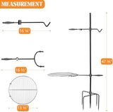 CANDANA Campfire Grill Grate with Keetle Hook Camp Fire Pit Cooking Equipment 360° Rotatable Swivel for Outdoor Camping BBQ Heavy Duty Fireplace Firepit Grilling Parts