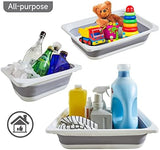 Beright 2 Pack Storage Bins, Collapsible Wash Basin Folding Dish Tub Sink, Space Saving for Dishing, Fruit, and Camping, Hiking and Home, Grey, 2 in 1 Set