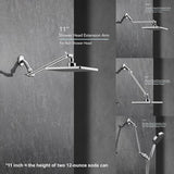 11 Inch Adjustable Shower Head Extension Arm With Locking Set Screw, Singing Rain Solid Brass Chrome Angle Height Adjustable, Easy To Install, G1/2 Universal Connector Compatible (Chrome Finish)