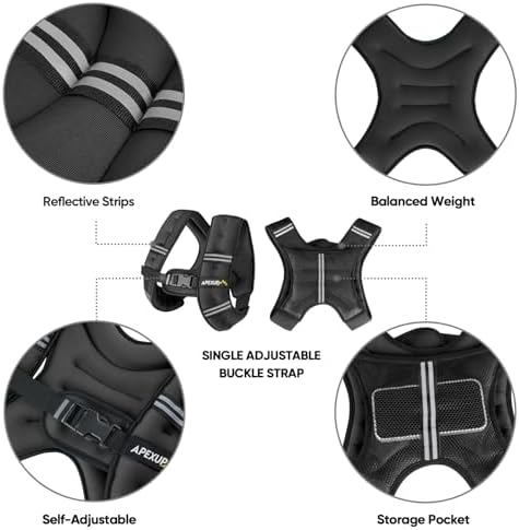 APEXUP Weighted Vest with 5lbs/10lbs/15lbs/20lbs/25lbs/30lbs Weights and Reflective Stripe, Weight Vest Men Women for Workout, Strength Training, Running