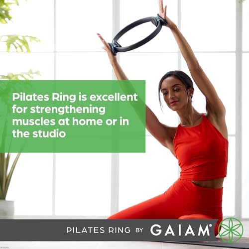 Gaiam Pilates Ring Fitness Circle - Lightweight & Durable Foam Padded Handles, Flexible Resistance Exercise Equipment for Toning Arms, Thighs/Legs & Core