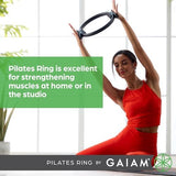 Gaiam Pilates Ring Fitness Circle - Lightweight & Durable Foam Padded Handles, Flexible Resistance Exercise Equipment for Toning Arms, Thighs/Legs & Core