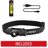 Coast XPH30R 1200 Lumen USB-C Rechargeable Dual Power Headlamp with Twist Focus Beam and Magnetic Base