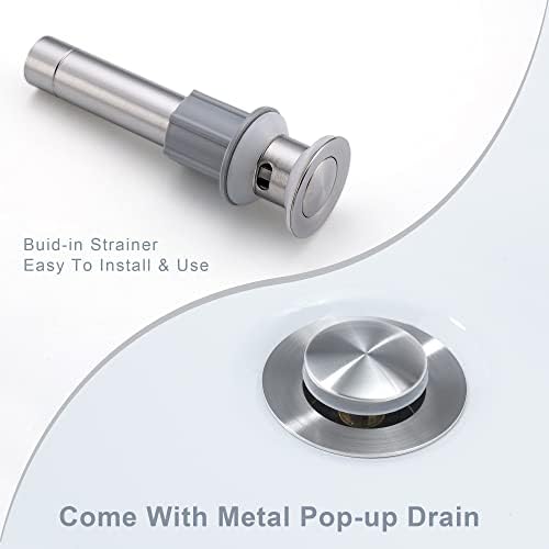 Ultimate Unicorn Waterfall Bathroom Sink Faucet Brushed Nickel, Two Handles Bathroom Faucet with Metal Pop up Sink Drain Stopper, Two Or 3 Holes Bathroom Basin Lavatory Mixer Tap with Deck Mount Plate
