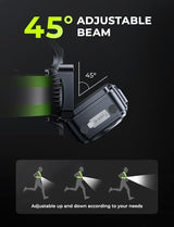 Running Lights for Runners with Reflective Straps, 500 Lumens 7 Modes & 45° Adjustable Running Light, IPX4 Waterproof Chest Running Light Vest for Night Running Hiking, 2-16h Use Time