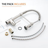 OWOFAN Kitchen Faucet with Pull Down Sprayer Industrial 1 Handle 1 Hole Or 3 Hole Faucet for Farmhouse Camper Laundry Utility Rv Wet Bar Sinks Stainless Steel Brushed Nickel