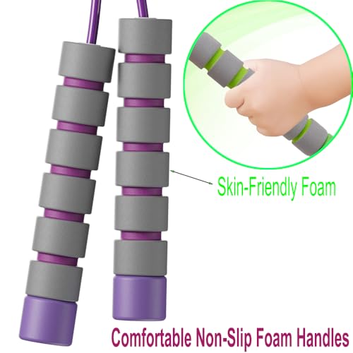 Jump Rope for Kids - Adjustable Soft Skipping Rope with Skin-Friendly Foam Handles for Kids, Boys, Girls, Children - Outdoor Fun Activity, Great Party Favor, Exercise Activity & Fitness