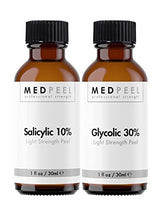 MedPeel Light Strength Chemical Peel Set - with Alpha & Beta Hydroxy Acid Face Peel for all Skin Tones - 10% Salicylic 30ml/1fl oz, 30% Glycolic