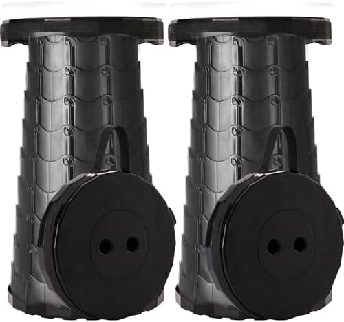 Upgraded Foldable Stool Thickened, Portable Collapsible Stool Retractable Stool for Fishing, Hiking Tours, BBQ, Parties, Outdoor Activities (Black) (2)