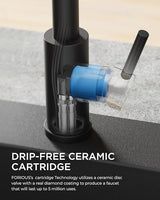 FORIOUS Black Kitchen Faucet with Soap Dispenser and Pull Down Sprayer, High Arc Single Handle Classic 3 Modes Stainless Steel Faucet for Kitchen Sink Farmhouse RV Bar Laundry Camper