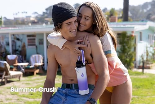 HYDRO CELL Stainless Steel Insulated Water Bottle with Straw - For Cold & Hot Drinks - Metal Vacuum Flask with Screw Cap and Modern Leakproof Sport Thermos for Adults (Lavender/White 18oz)