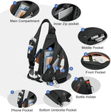 TUDEQU Sling backpack, 8 Pockets Sling Bag Crossbody, 19L Large Sling Bag for Men Travel Crossbody Backpack Hiking Outdoor