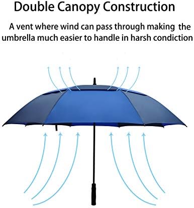 Golf Umbrella Large 58/62/68 Inch Automatic Open Golf Umbrella Extra Large Oversize Double Canopy Vented Umbrella Windproof Waterproof for Men and Women