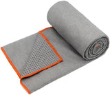 Eunzel Hot Yoga Towel - Microfiber Non Slip Yoga Mat Towel with Grip Dot Sweat Absorbent Towel for Hot Yoga, Pilates and Fitness 72" x 24", Grey/Orange