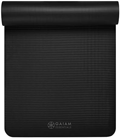 Gaiam Essentials Thick Yoga Mat Fitness & Exercise Mat with Easy-Cinch Yoga Mat Carrier Strap, 72"L x 24"W x 2/5 Inch Thick