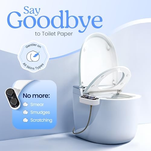 FSA/HSA Eligible Clear Rear Bidet Attachment for Toilet – Toilet Bidet with Dual Self-Cleaning Nozzles, Adjustable Spray Pressure, Easy Installation, Hygienic Bathroom Accessory