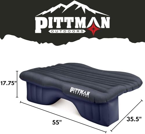 Pittman Outdoors AirBedz Inflatable PVC Rear Seat Air Mattress, Black - Mid-Size Fits Jeeps, Car, SUV’s & Mid-Size Trucks, Comes with Portable DC Air Pump