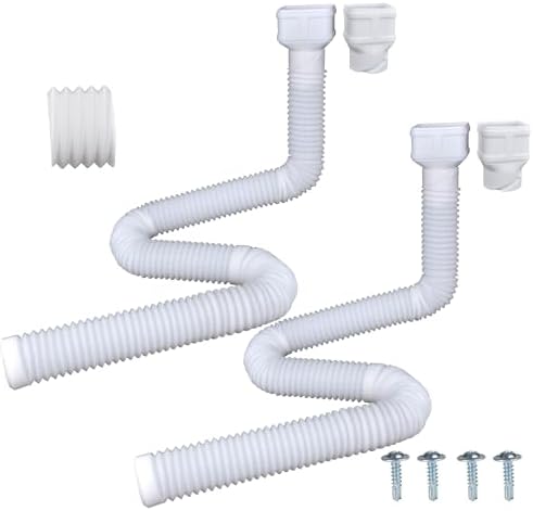 7ft Long Gutter Downspout Extensions, 3” Gutter Downspout Extender Pipe for 2"×3" Downspout and 3"×4"Downspout, Flexible Pipe Stretched Length 7ft, White,2-Pack