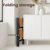 HBTower 2 Step Stool,Lightweight Aluminum Folding Step Stool with Anti-Slip Wide Pedal,330lbs Capacity 2 Step Ladder for Household,Kitchen,Office - BlackWoodgrain