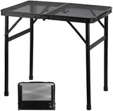 Camping Table with Mesh Desktop, Lightweight & Portable Small Folding Grill Table, Height Adjustable Metal Outdoor Table for Camp, Cooking, BBQ, RV, Picnic-2 FT Black