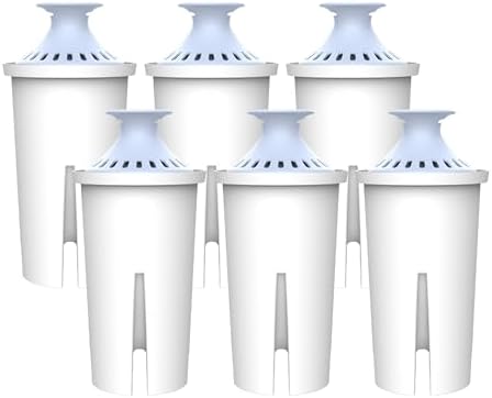 AQUA CREST Alkaline Water Filter, Intended for Brita® Pitchers and Dispensers, Everyday, UltraMax, Metro+, XL and More, NSF Certified, 2 Months, 6 Count, Mineralized Alkaline Water, Increases Water PH
