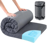 HOMBYS Memory Foam Camping Mattress Pad,Portable Sleeping Pad for Adult,Waterproof Cot Mattress,Roll Up Floor Mattress,Foldable Backpacking Travel Bed for Hiking,Guest Bed