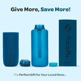 Hydracy Water Bottle with Time Marker -Large BPA Free Water Bottle & No Sweat Sleeve -Leak Proof Gym Bottle with Fruit Infuser Strainer & Times to Drink -Ideal for Fitness Sports & Outdoors