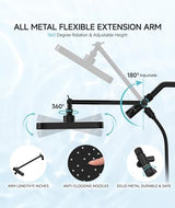 High Pressure Rain Shower Head with Handheld Spray Combo Set, Adjustable 12" Rainfall Dual Shower Head, Double&Tandem Shower Head, Waterfall Showerhead Bathroom -Matte Black