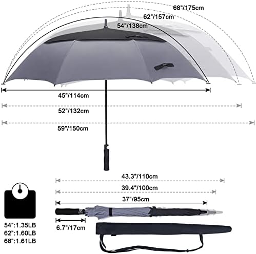 G4Free 47/54/62/68 Inch Automatic Open Golf Umbrella Oversize Extra Large Double Canopy Vented Windproof Waterproof Stick Umbrellas