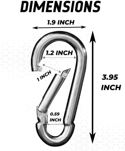 Carabiner Clip 5 Pack - Multipurpose Heavy Duty Snap Hooks - Small and Large Clips for Keys - Carribeaner Hook