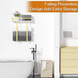 Towel Racks for Bathroom Wall Mounted, Metal Towel Holder with Wooden Shelf for Folding Large Towels, Towel Storage for Small Bathroom Organizer Decor or RV Camping,Gold