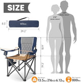 Outdoor Large Camping Chairs for Adults, Heavy Duty Camp Chair Support 800lbs, King Kong Folding Chairs with Padded and Pocket for Outside, Sports, Lawn, Built Durable and Reliable, Blue