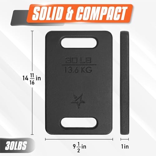 Yes4All Cast Iron Ruck Weight, Weighted Plate for Rucking, Swings, Squat, Strength Training - Multiple Weights: 10LB to 45LB