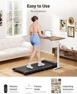 THERUN Walking Pad Treadmill Under Desk, Portable Mini Treadmill for Home/Office, Walking Pad Treadmill 2.5HP, Walking Jogging Machine with 265 lbs Weight Capacity Remote Control LED Display